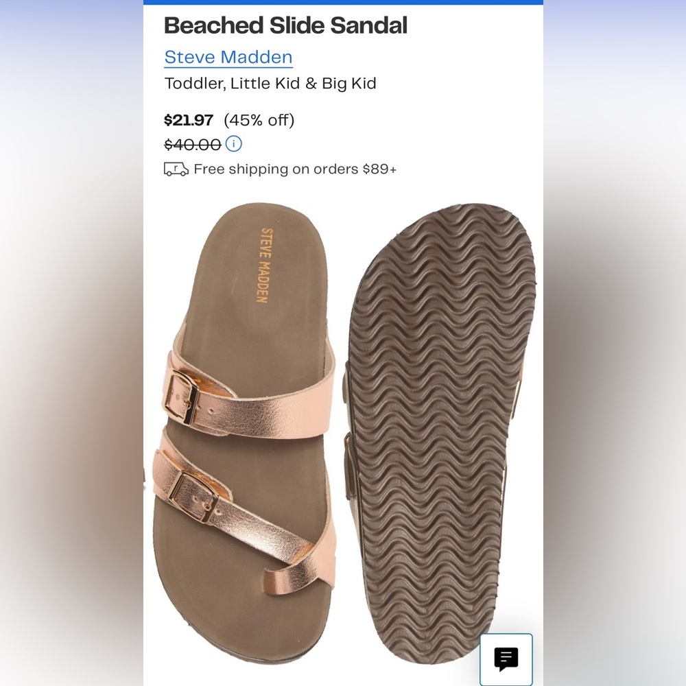 Steve Madden Bronze Girls Sandal